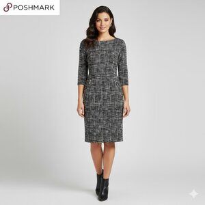 Workwear Talbots Black & White Textured Print Sheath Dress – Size 16